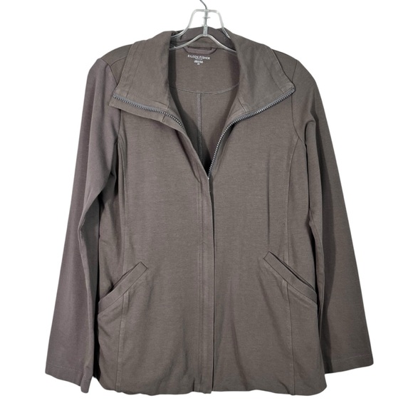 Eileen Fisher Women's Taupe Full Zip Lightweight Jacket Small Petite SP Casual - Picture 1 of 5